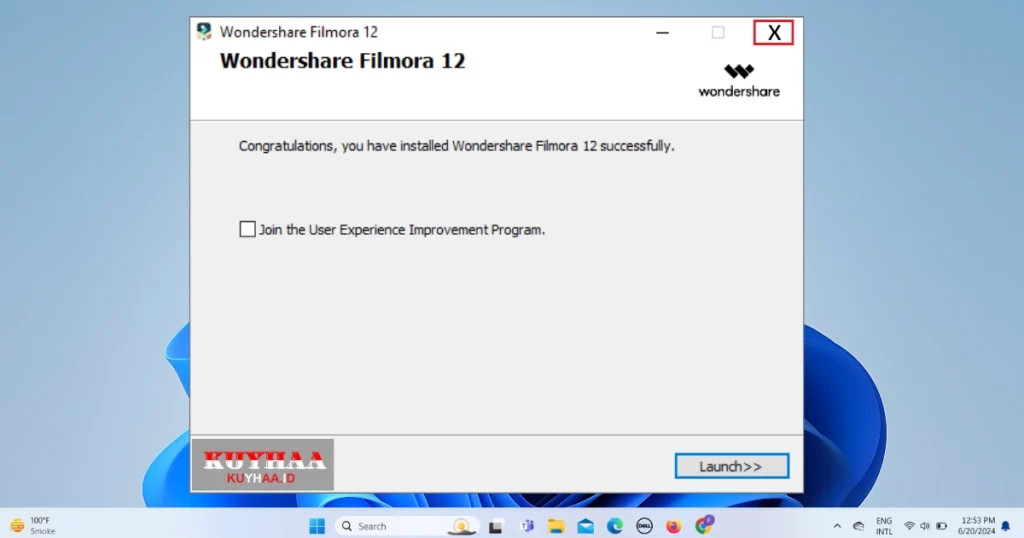 Installed Wondershare Filmora 12