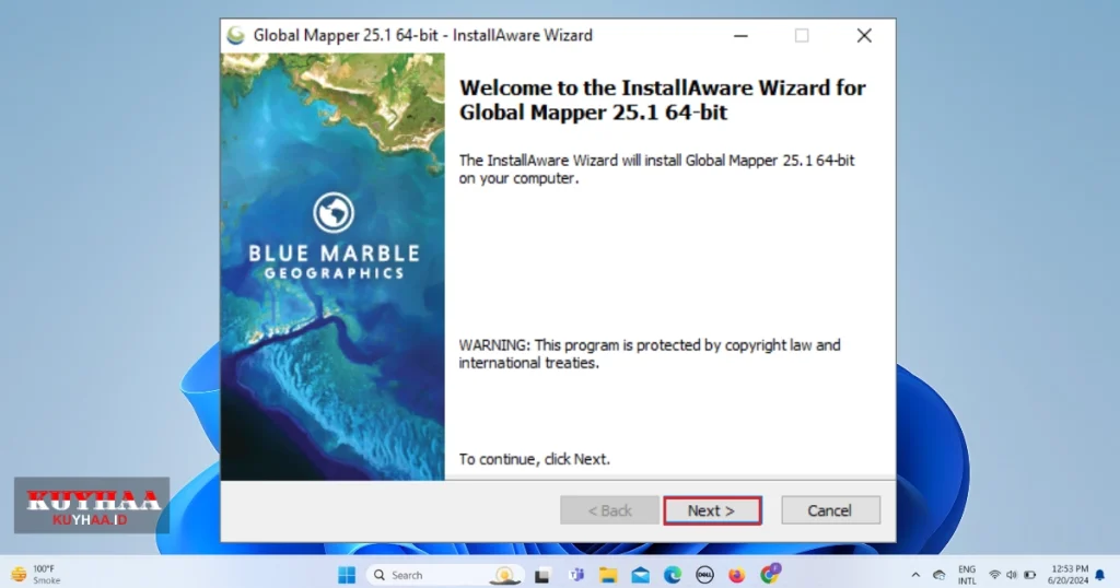 start Installation Wizard of Global Mapper