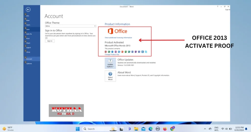 Office 2013 Activation Proof