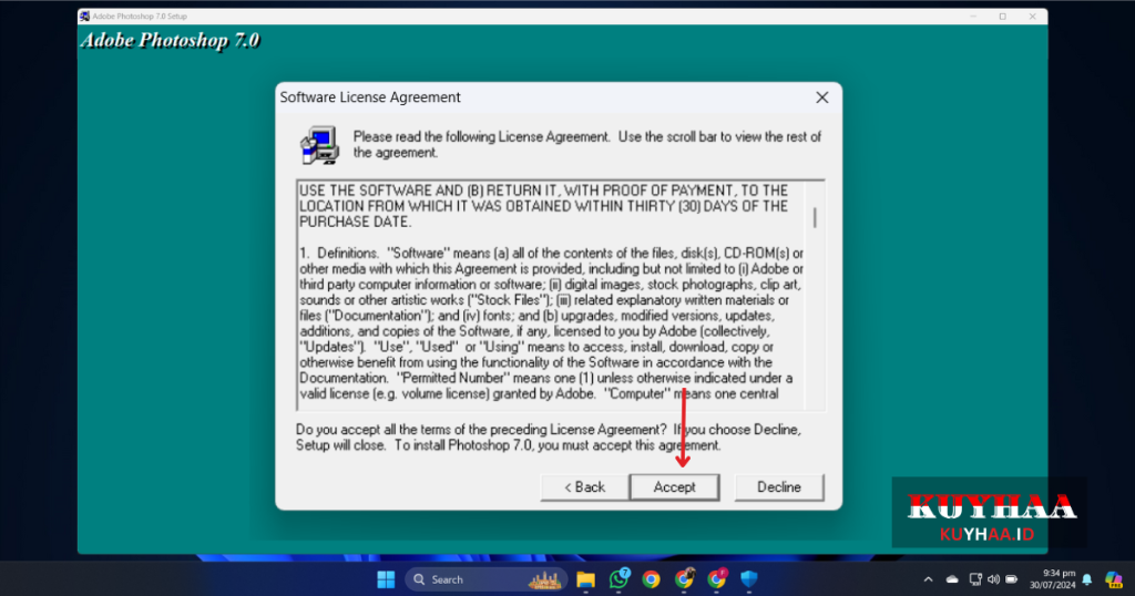 Accept license agreement