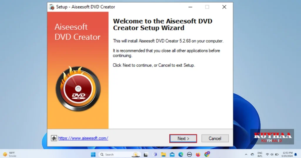 Aiseesoft DVD Creator setup wizard