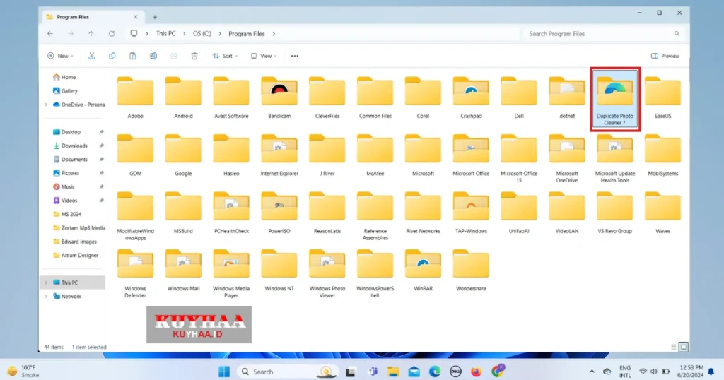 open Duplicate Photo Cleaner 7 folder