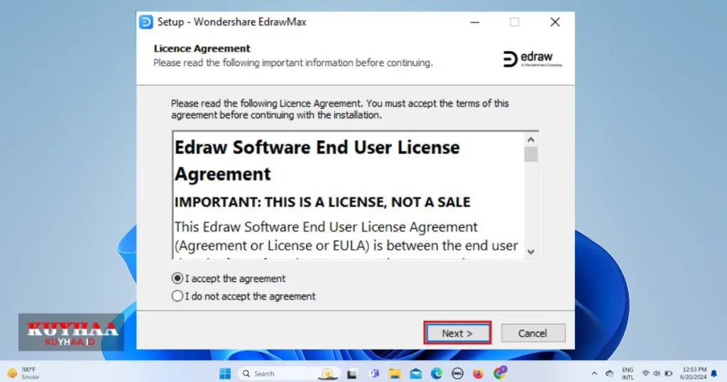 accept the License Agreement of Wondershare EdrawMax Ultimate