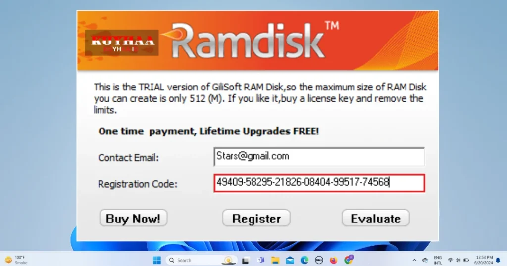 paste Gilisoft RAMDisk registration code