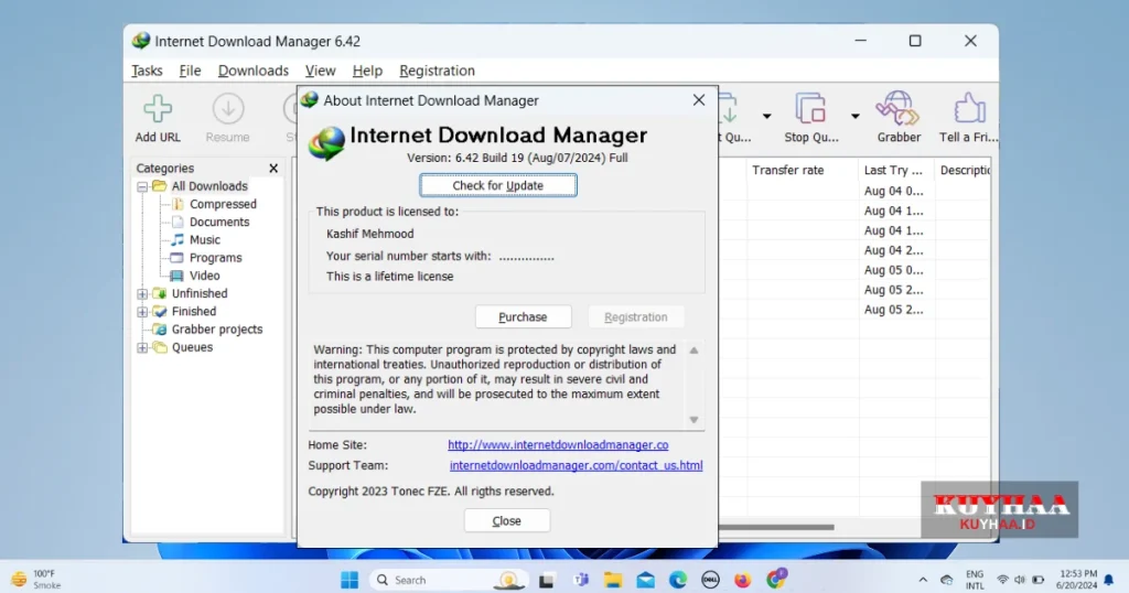 Internet Download Manager 6.42 Build 19 interface