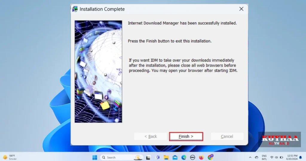 IDM installation complete click on finish