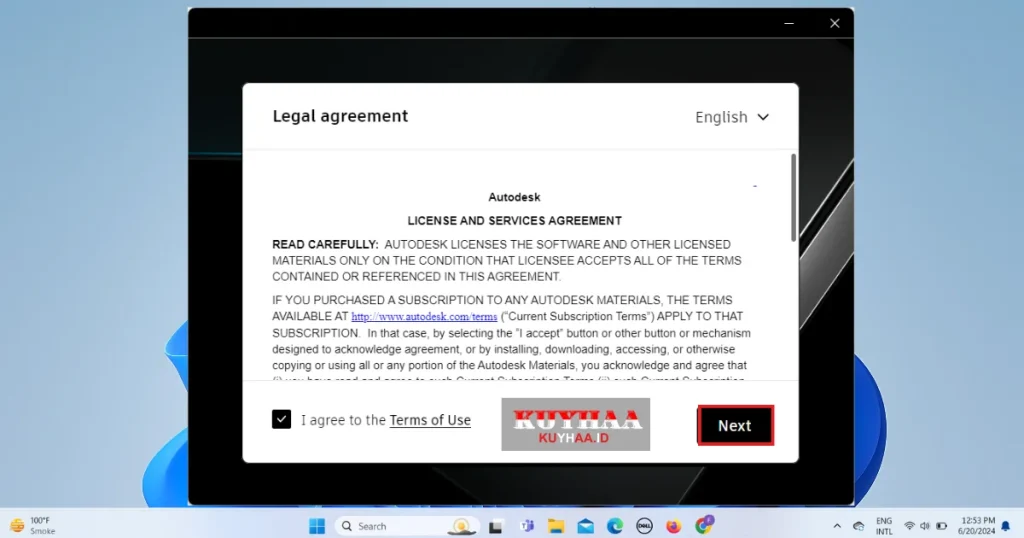 accept the license agreement