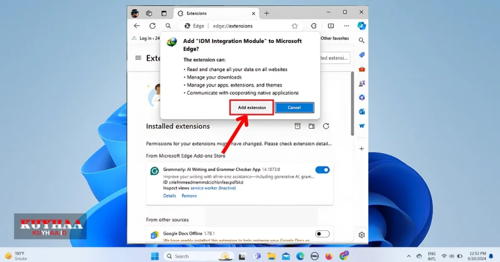 Add IDM Extension in Edge