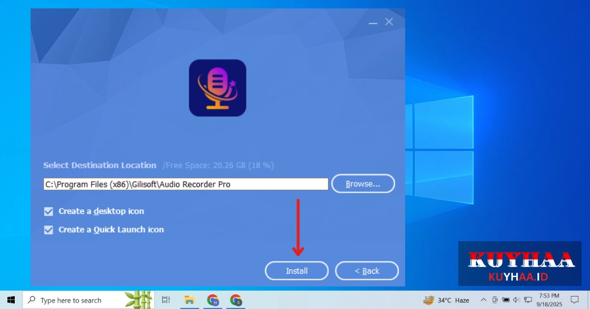 Select Installation location