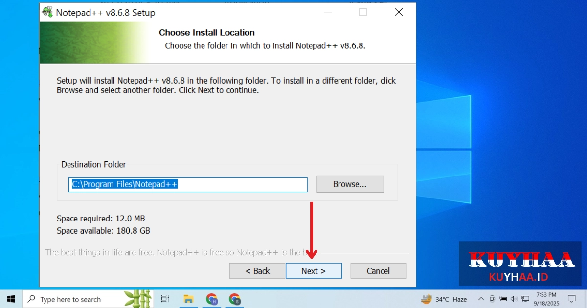 Select installation location